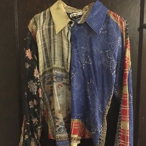 Silk blouse with bell shaped sleeves